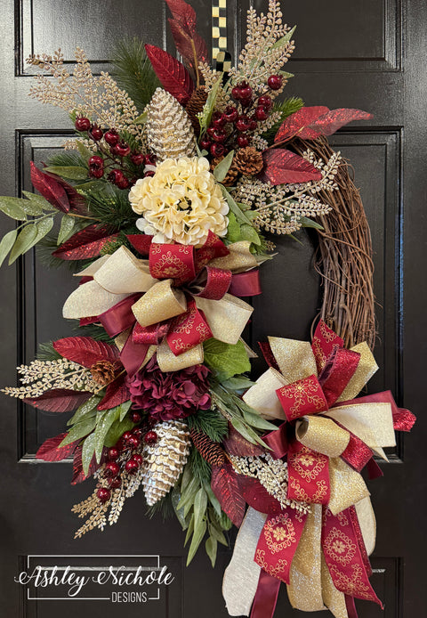Cranberry Christmas Oval Wreath