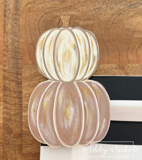 Cream & Brown Stacked Pumpkin - Mini Piece (Magnet/Velcro)