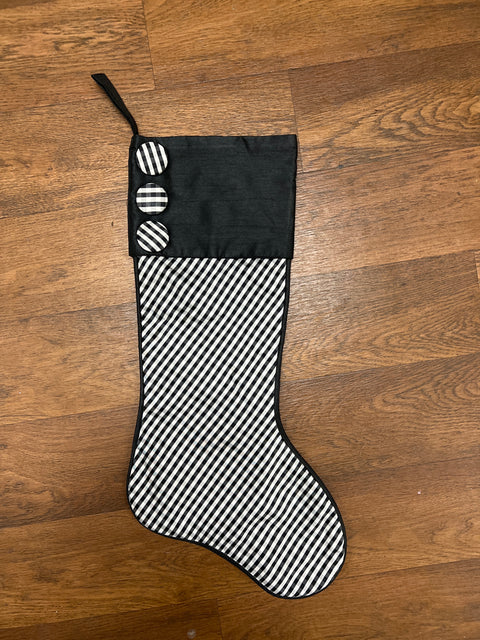 Check Black & White Christmas Stocking