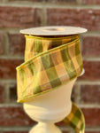 Sage & Cream Plaid Wired Ribbon - 2.5” x 10yds