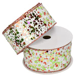 Multi Chunky Glitter on White Wired Ribbon - 2.5"x10Yds