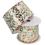 Multi Chunky Glitter on White Wired Ribbon - 4"x10yds