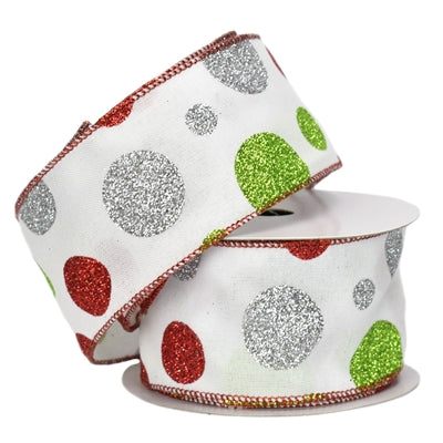 Holiday Glitter Dot Wired Ribbon - 2.5"x 10yds