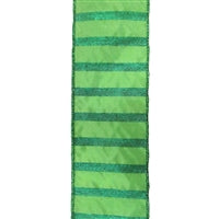 Lime & Emerald Striped Wired Ribbon - 2.5" x 10yds