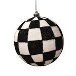 6" Large Ornament Ball - Black and White Checkered