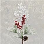 Flocked Pine And Cedar Spray With Pinecone And  Red Berry - Red Green White 23.25”