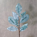 24" Freezing Cool Leaf Berry Spray - Light Blue