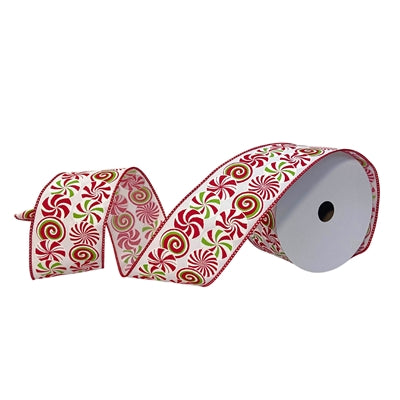 Peppermint Wired Ribbon - 2.5" x 10yds