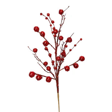 29" Radiant Sequin Ball Twig Branch - Red