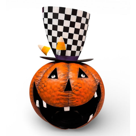 28.75" x 18.75" Crazy Halloween Pumpkin w/Planter Hat & Mouth Ready For Candy