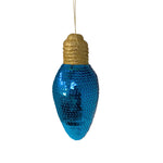 7" Snazzy Sequin Light Bulb Ornament - Blue