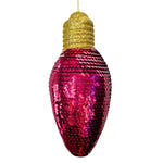 7" Snazzy Sequin Light Bulb Ornament - Hot Pink