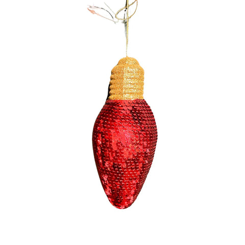 7" Snazzy Sequin Light Bulb Ornament - Red