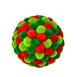 4.5" Mini Pom Pom Ball Ornament - Red, Green & Lime