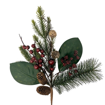 17" Berry Mixed Pine Pick - Burgundy