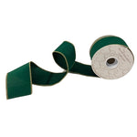 Emerald Dupioni w/ Gold Edge Wired Ribbon - 2.5" x 10yds