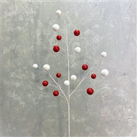 Whimsical Glitter Ball Spray 33" - Red/White