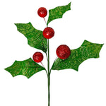 34" Holly Jolly Holly Berry Spray  - Green & Red