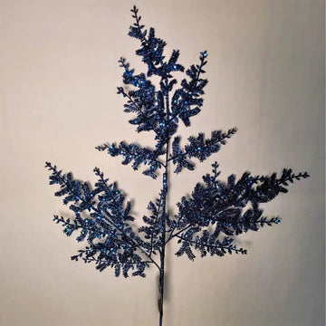 29" Glittered Fern Spray - Dark Blue