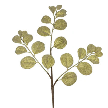 26" Smilax Beaded Leaf Spray - Gold