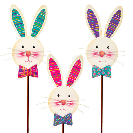 Patterned Rabbits & Bowties Metal Stake - Choose from 3 styles
