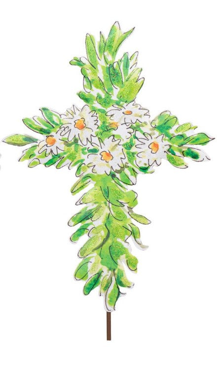 Blooming Daisies Cross Metal Stake