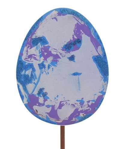 Watercolor Egg Metal Stake - Blue