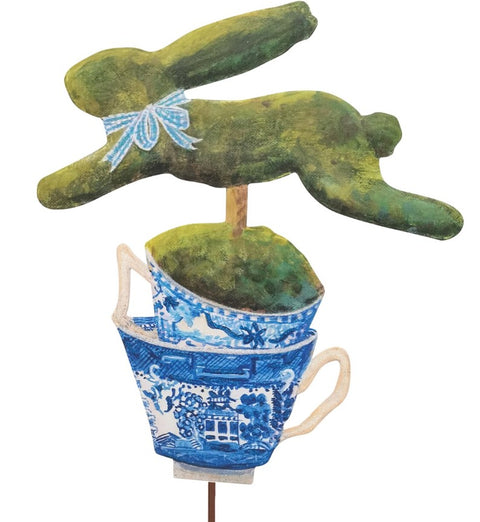 Bunny in Teacup Metal Stake