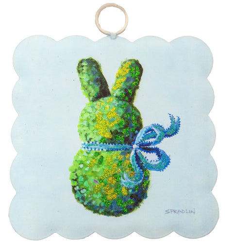 Mini Art Scallop Blue Boxwood Bunny Print Charm