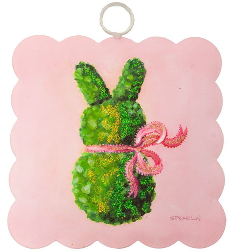 Mini Art Scallop Pink Boxwood Bunny Print Charm