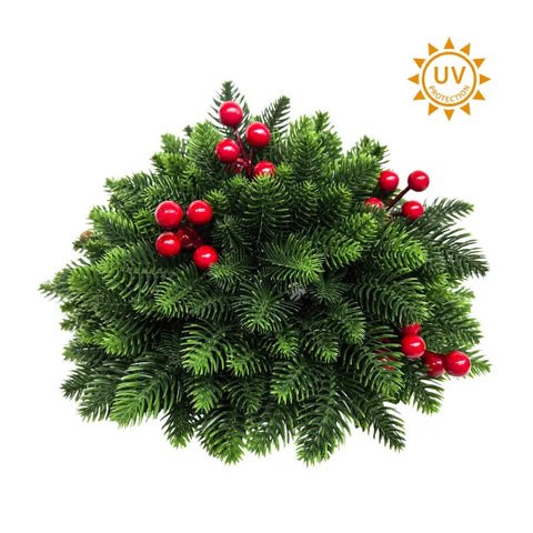 9" Pine & Berry Half Ball - Green/Red