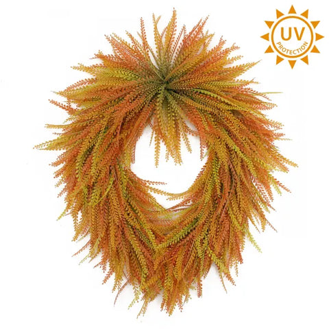 26" Bead Grass Oval Wreath - Orange/Red - UV Proof