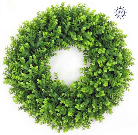24" Artificial Eucalyptus Wreath - UV Protection - Two Tone Green