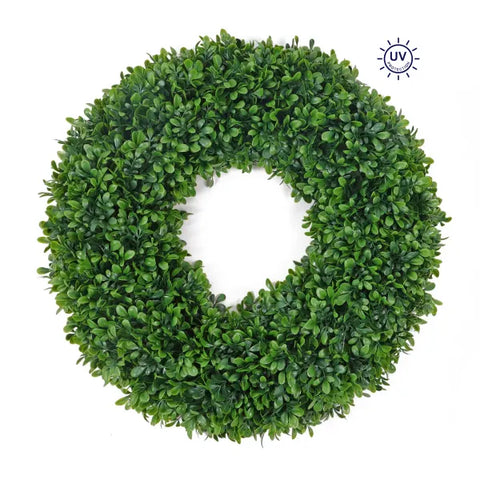22" Boxwood Wreath - UV Protected - Two Tone Green