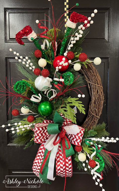 Elf Mischief Christmas Wreath