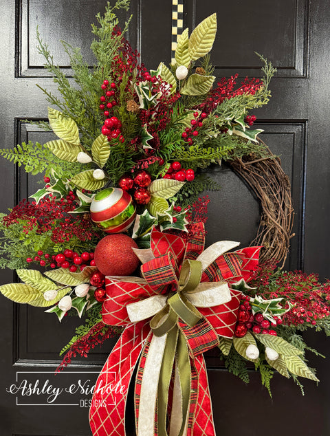 Evergreens & Ornaments Wreath