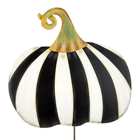 LARGE version - Wide Striped Pumpkin Metal Stake