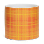 POT FALL PLAID LARGE 5.25IN X 4.75IN MUSTARD CERAMIC