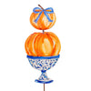 Two Pumpkin Topiary - Blue/Orange - Metal Stake