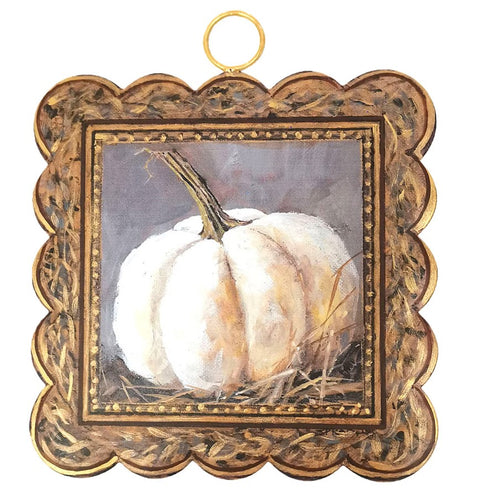 Mini Gallery Scallop Gilded White Pumpkin Print Charm