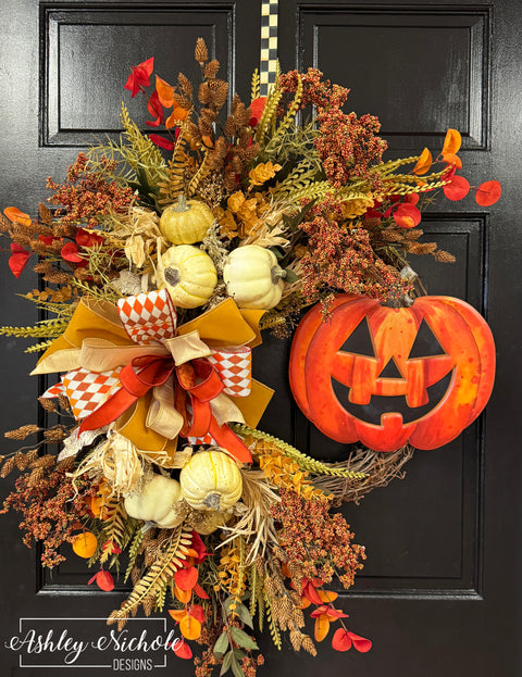 Fall-O-Ween Jack-O-Lantern Wreath