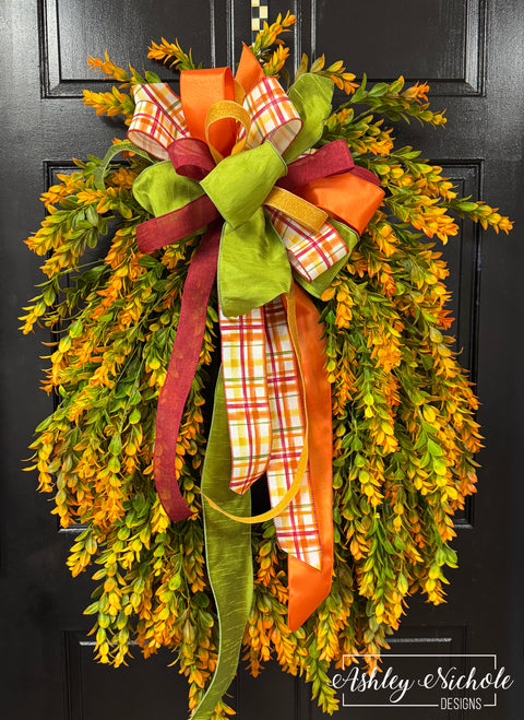 Fall Boxwood Oval Wreath