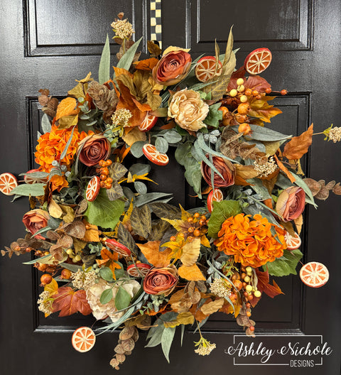 Fall Citrus Charm Round Wreath