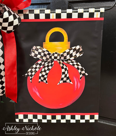 Fancy Bow - CHECKERED - Ornament - Vinyl Garden Flag