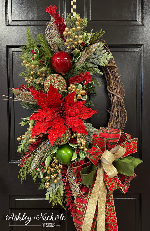 Festive Christmas Poinsettia Wreath