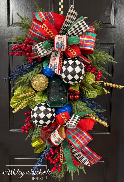 Festive Holiday Nutcracker Christmas Swag