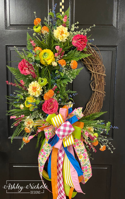 Field of Wildflowers Oval Wreath