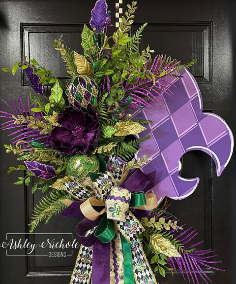 Fleur de Lis Mardi Gras Wreath