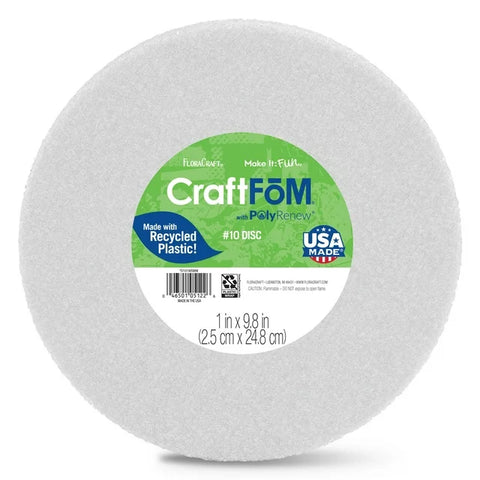 FloraCraft-CraftFōM Crafting Foam Disc - 1 inch x 9.8 inch - White