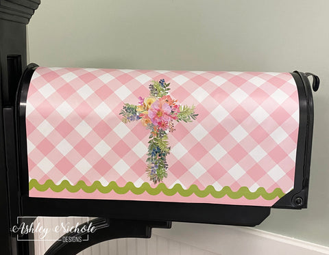 Floral Cross - Magnetic Vinyl Mailbox Cover